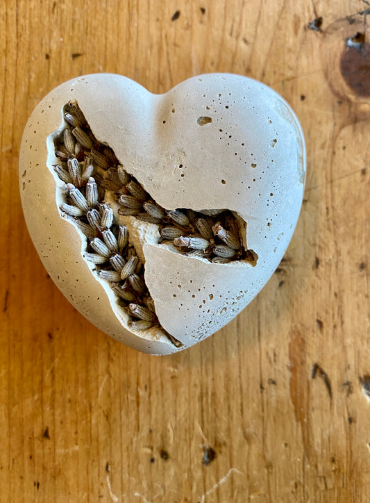 Petrified Lavender Concrete Heart