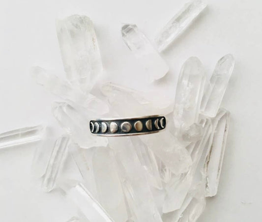 Moon Phase Sterling Silver Ring