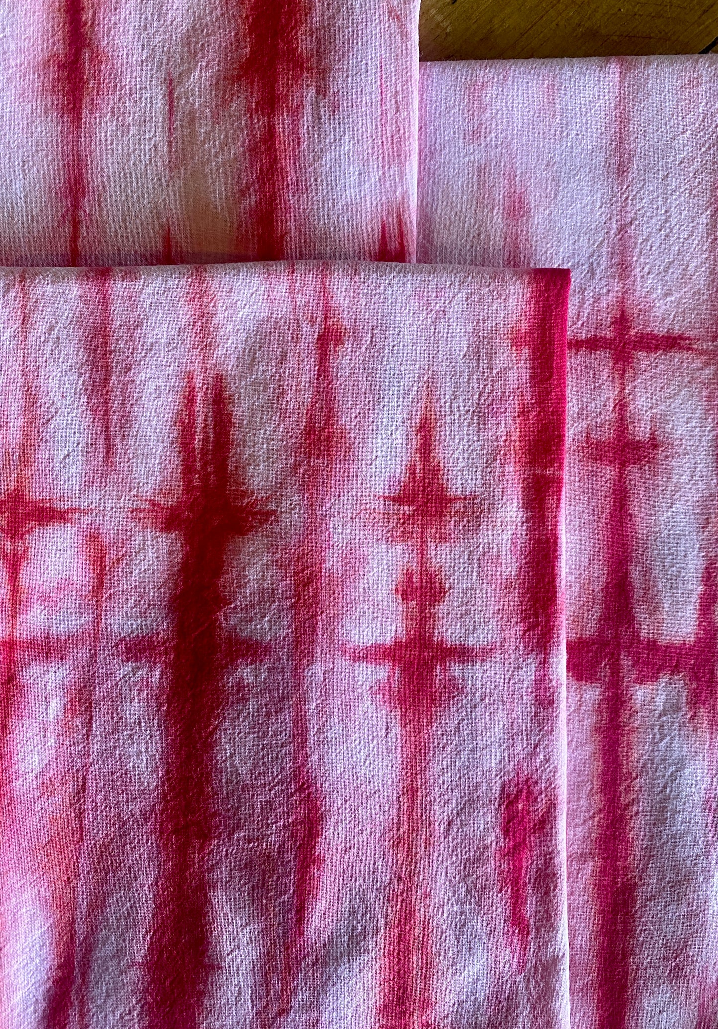 Red + White Shibori Hand Dyed Kitchen Towel