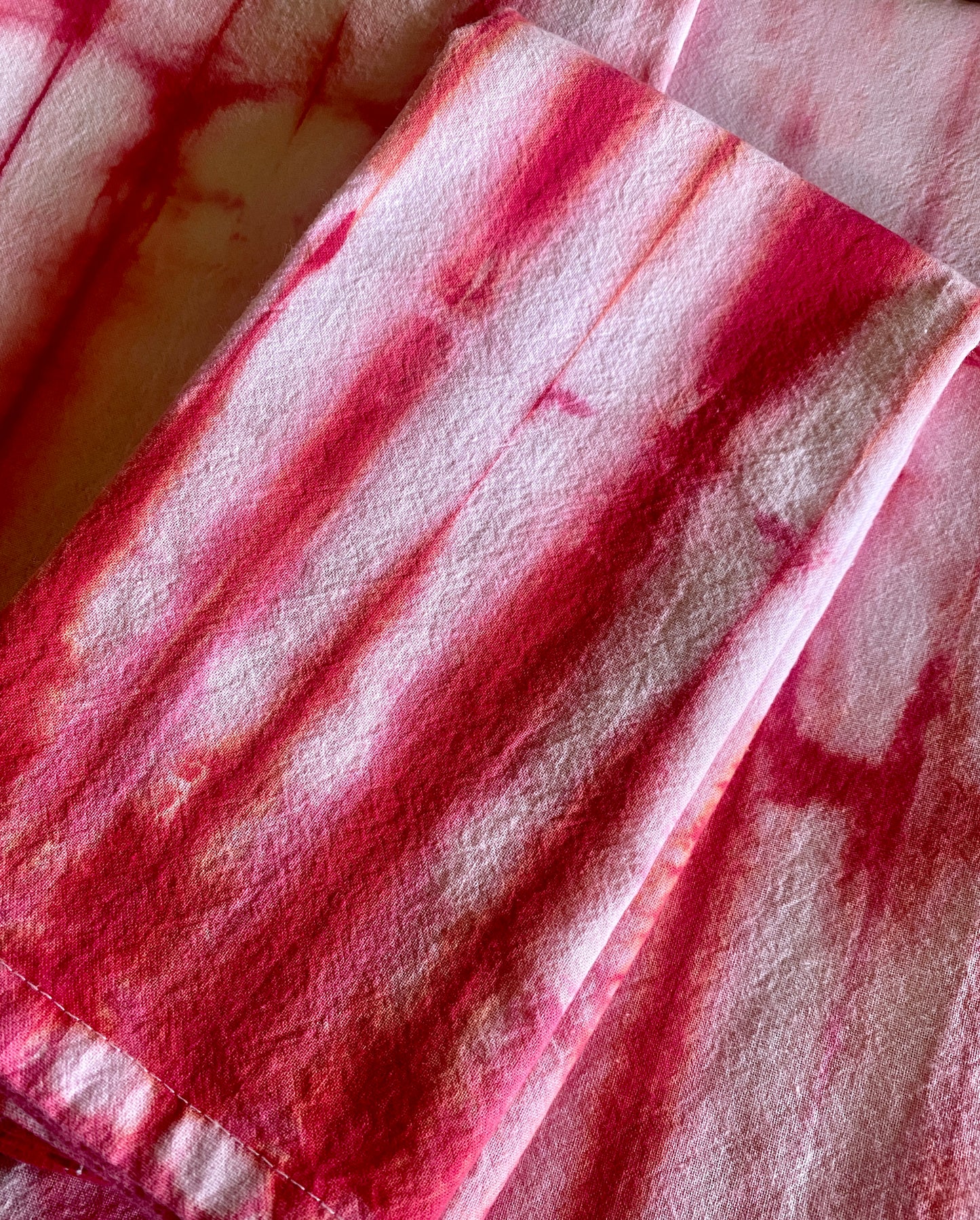 Red + White Shibori Hand Dyed Cloth Napkins (Set of 4)