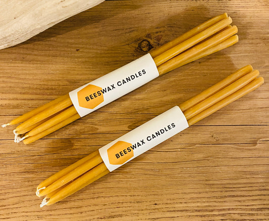 Set of 7 Beeswax Tall Skinny Tapers